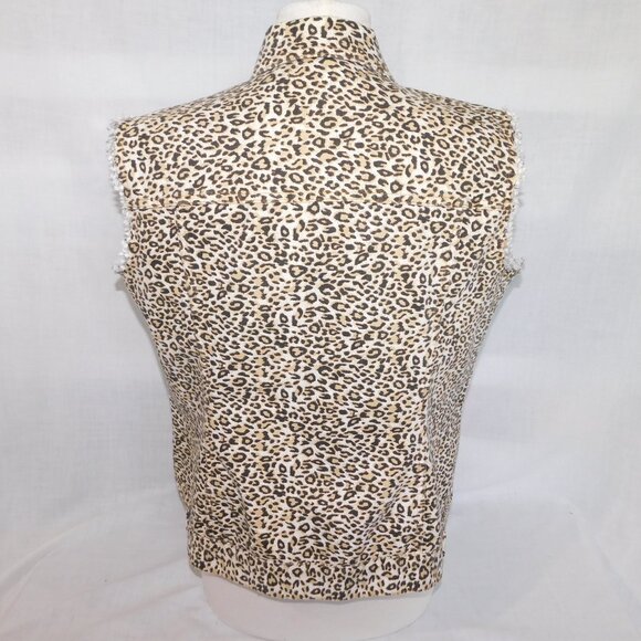 Nygard Womens L Leopard Print Denim button up Vest - Picture 12 of 13